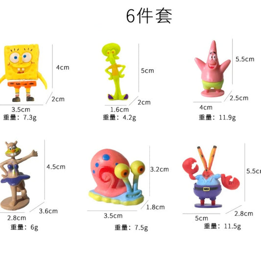 6/8Pcs SpongeBob & Patrick Star Aquarium Ornaments