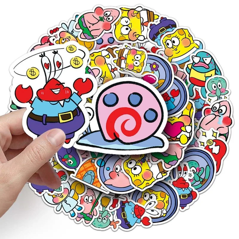 50PCS SpongeBob “Sent A Big Star” Cartoon Animation Stickers - Image 4