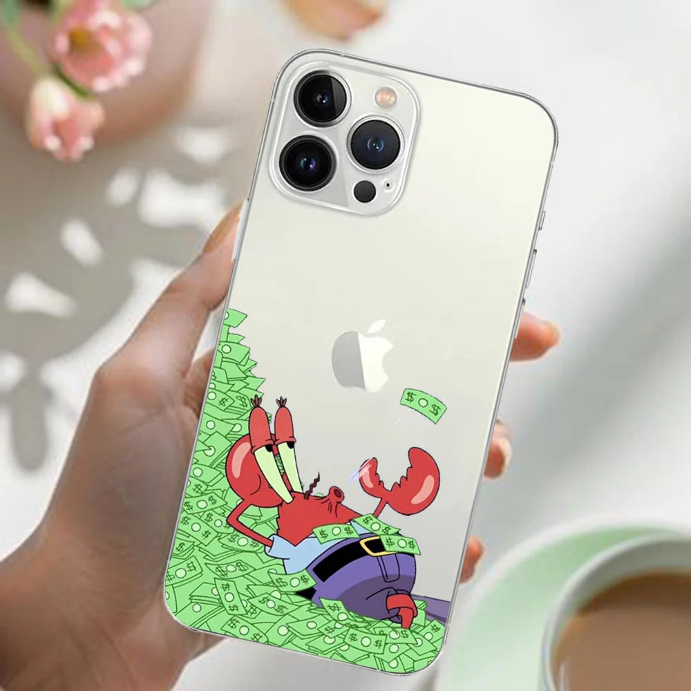 Cartoon Cute S-Spongebobs Transparent Phone Case - Image 3