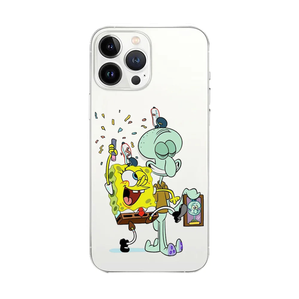 Cartoon Cute S-Spongebobs Transparent Phone Case - Image 10
