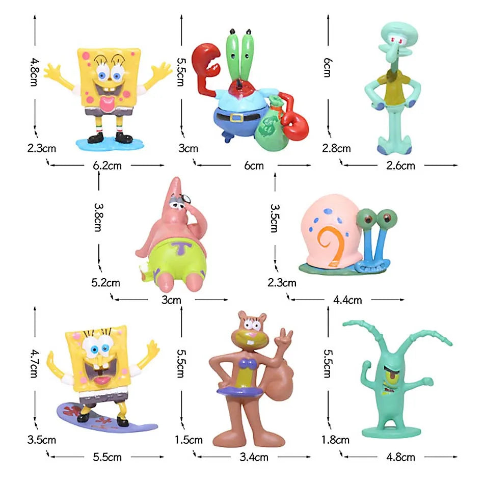6~8pcs SpongeBob SquarePants Figure Set - Image 6