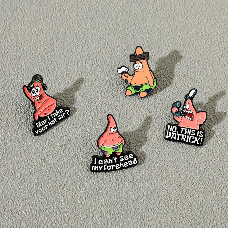 4 Pcs Anime Patrick Star Enamel Brooch Set - Image 5