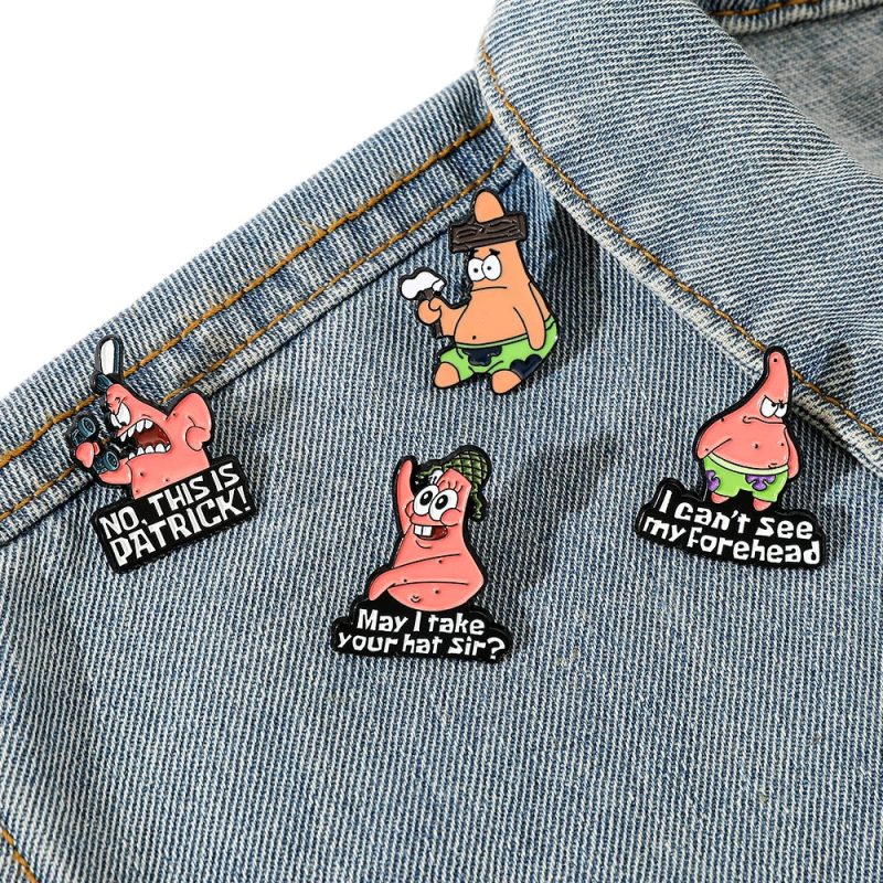 4 Pcs Anime Patrick Star Enamel Brooch Set - Image 4
