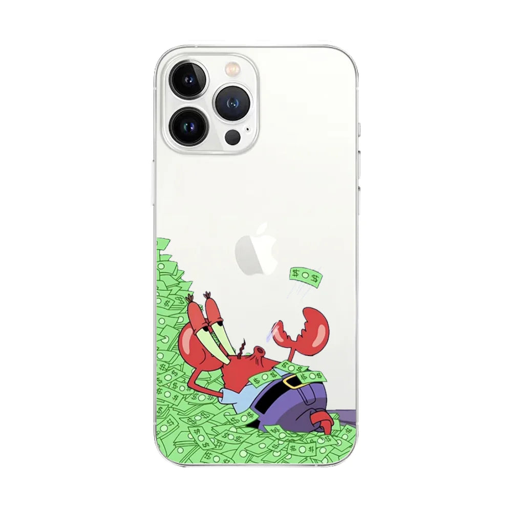 Cartoon Cute S-Spongebobs Transparent Phone Case - Image 8