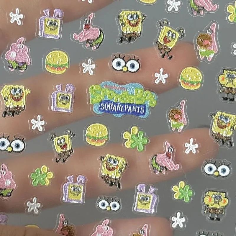 Cartoon SpongeBob Relief Nail Stickers