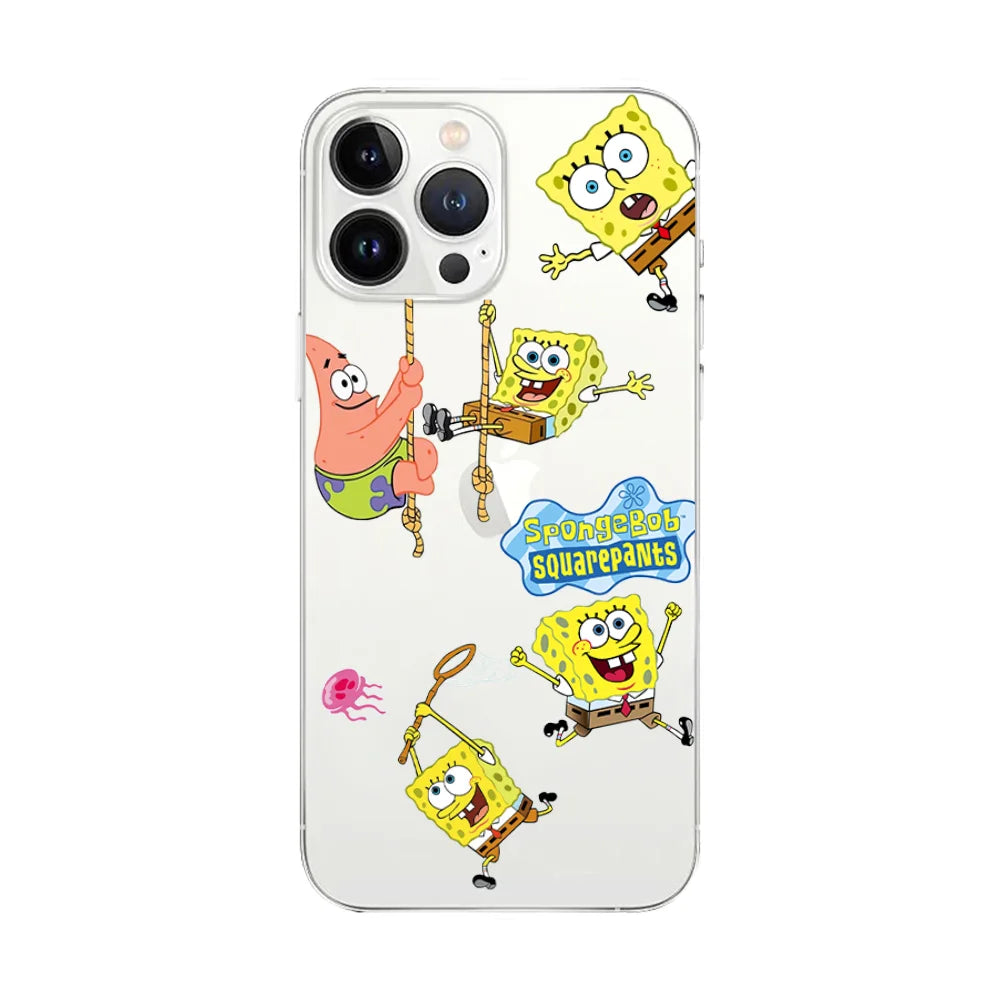 Cartoon Cute S-Spongebobs Transparent Phone Case - Image 4