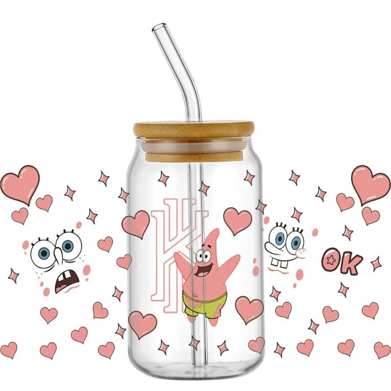 Miniso SpongeBob 16oz UV DTF 3D Waterproof Cup Wrap Sticker - Image 2