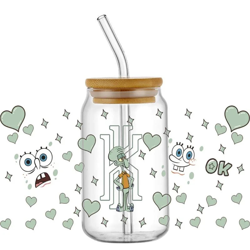Miniso SpongeBob 16oz UV DTF 3D Waterproof Cup Wrap Sticker - Image 6