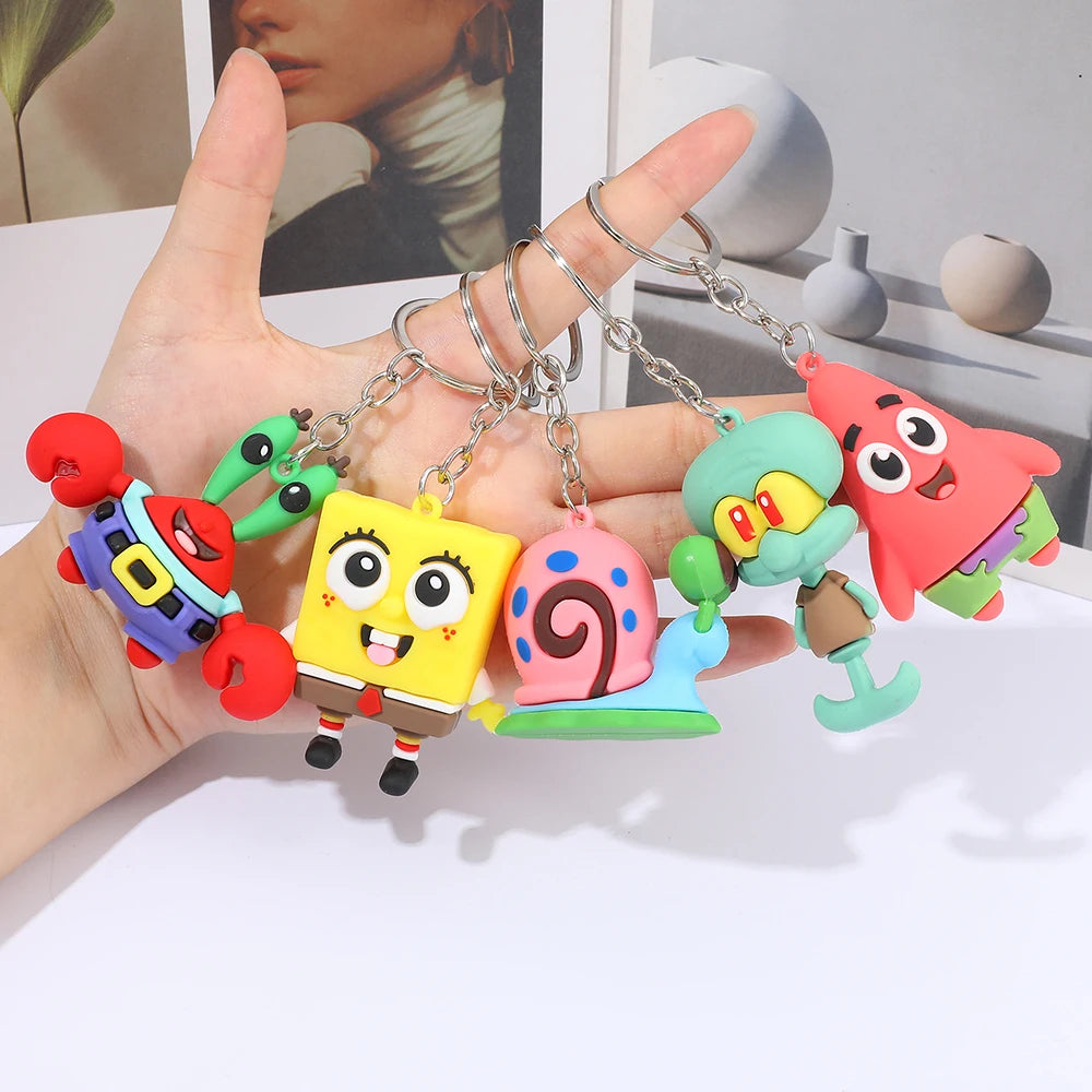 5pcs SpongeBob SquarePants Cartoon Keychain Set - Image 6