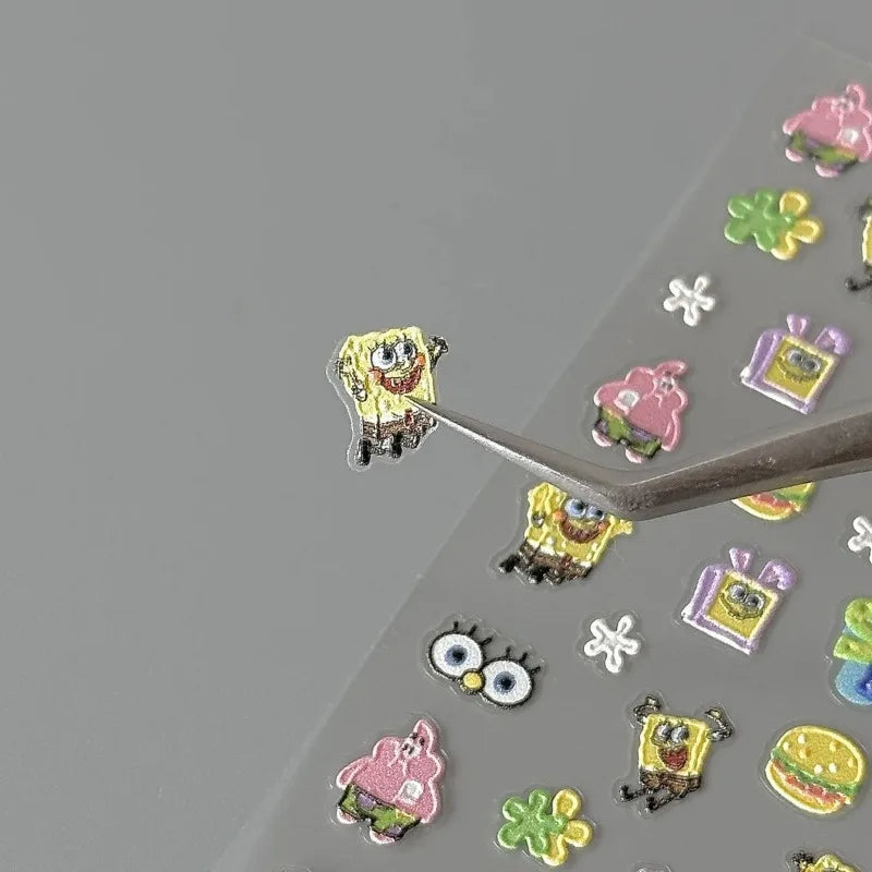 Cartoon SpongeBob Relief Nail Stickers - Image 4