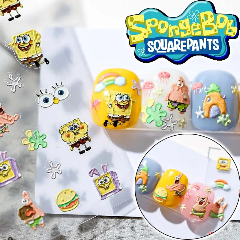 SpongeBob 5D Relief Nail Art Stickers