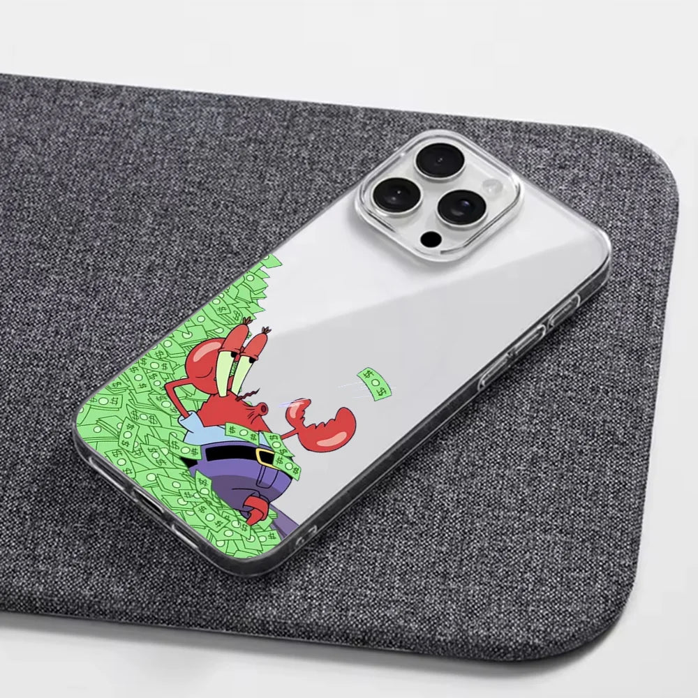 Cartoon Cute S-Spongebobs Transparent Phone Case - Image 2