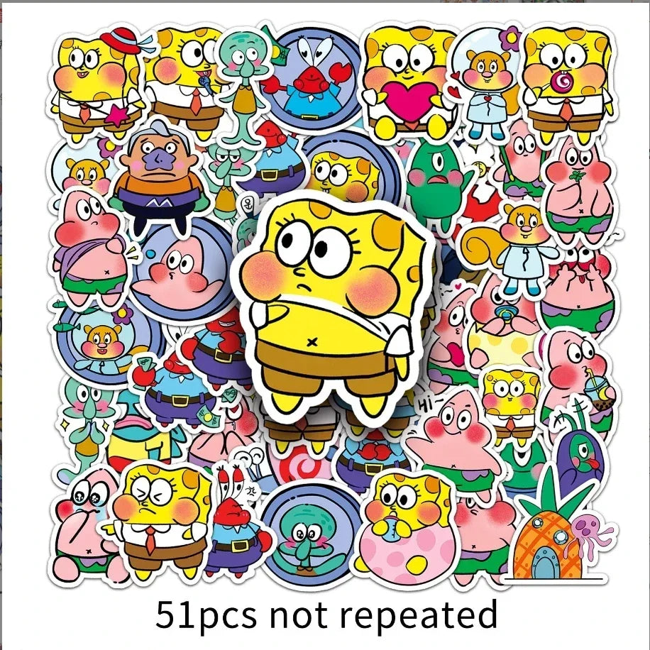 50PCS SpongeBob SquarePants & Patrick Star Stickers - Image 11