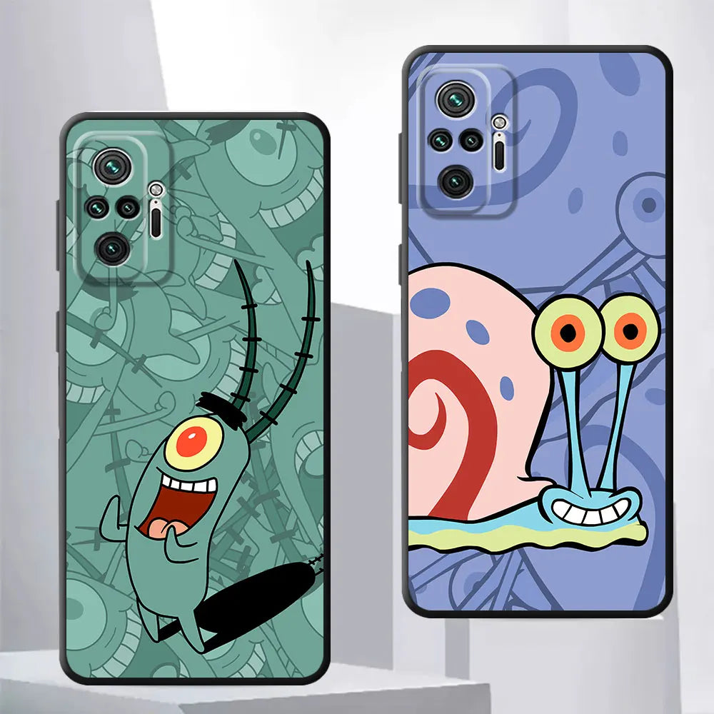 Black Cartoon Friend SpongeBobs Phone Case - Image 4